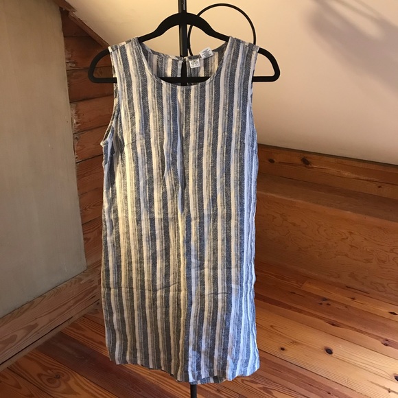 Artisan NY Gray Linen Striped Sheath Dress, EUC, 6 - Picture 1 of 13